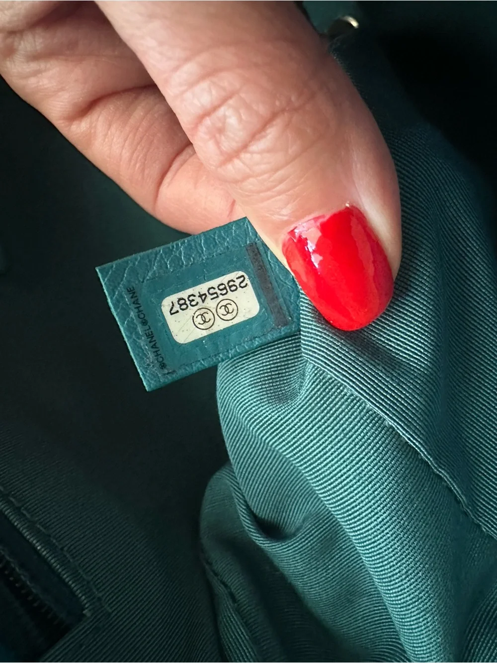 CHANEL Teal Suede Quilted Chain Shoulder Flap Bag